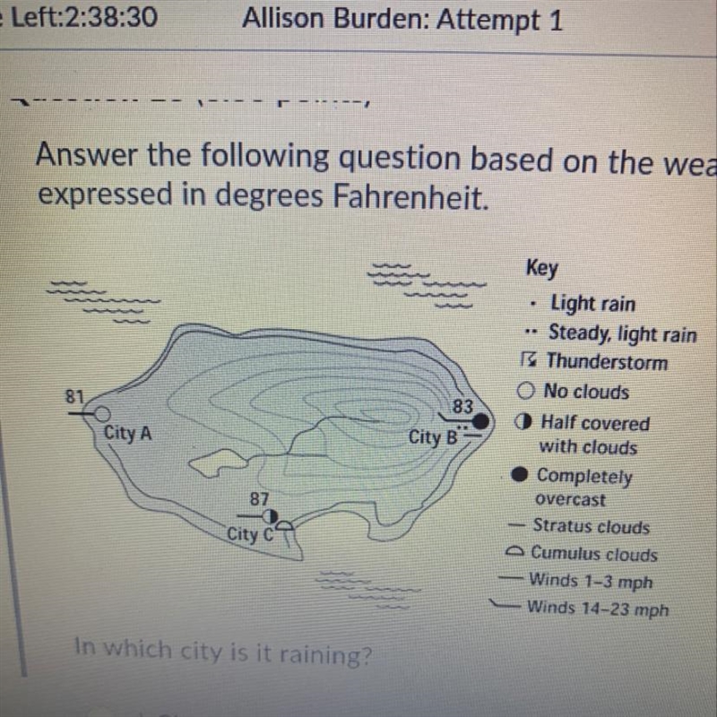 Question 13 (3.33 points) Answer the following question based on the weather chart-example-1