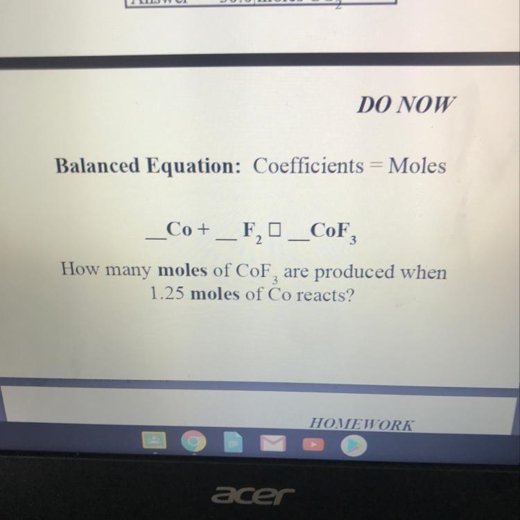 How many moles of coF3 are produced when 1.25 moles of 3co reacts-example-1