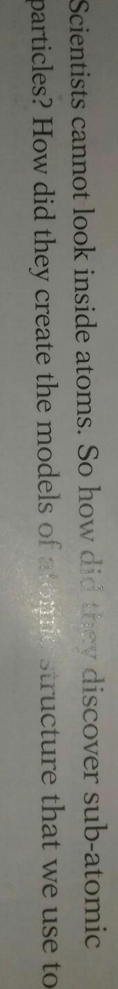 Scientist cant look inside an atom So how did they discover sub-atomic particles ​-example-1