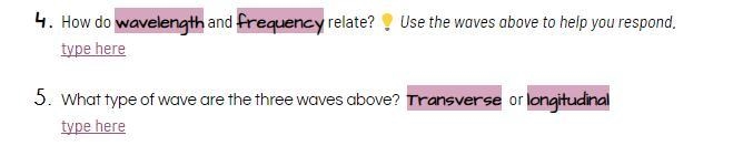 Help me with my waves homework. I need to measure the 3 waves and answer the 2 questions-example-2