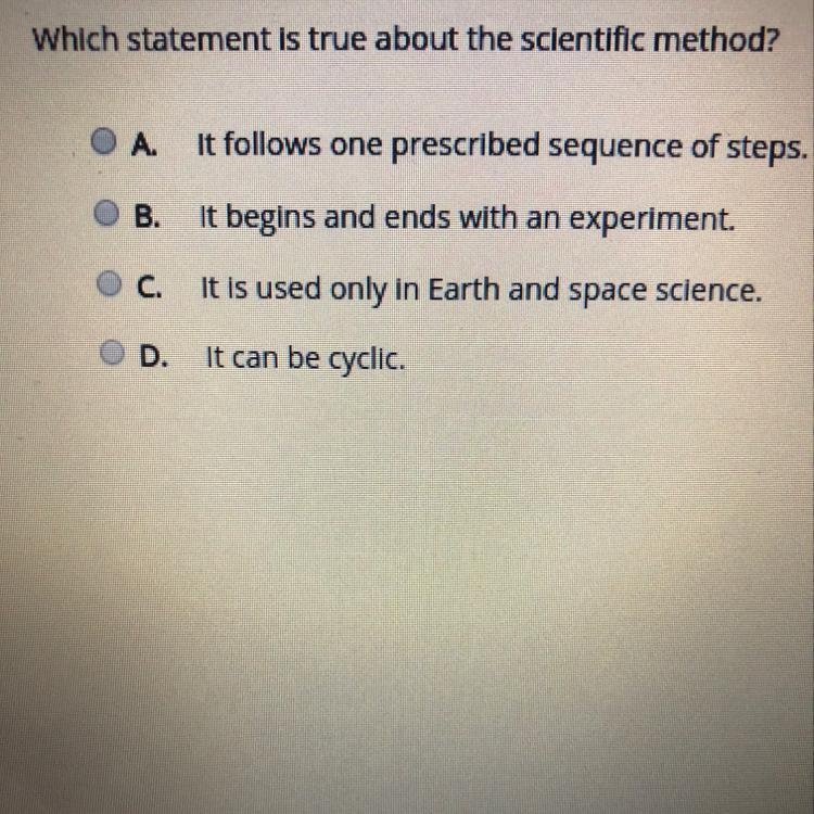 Which statement is true about the scientific method?-example-1