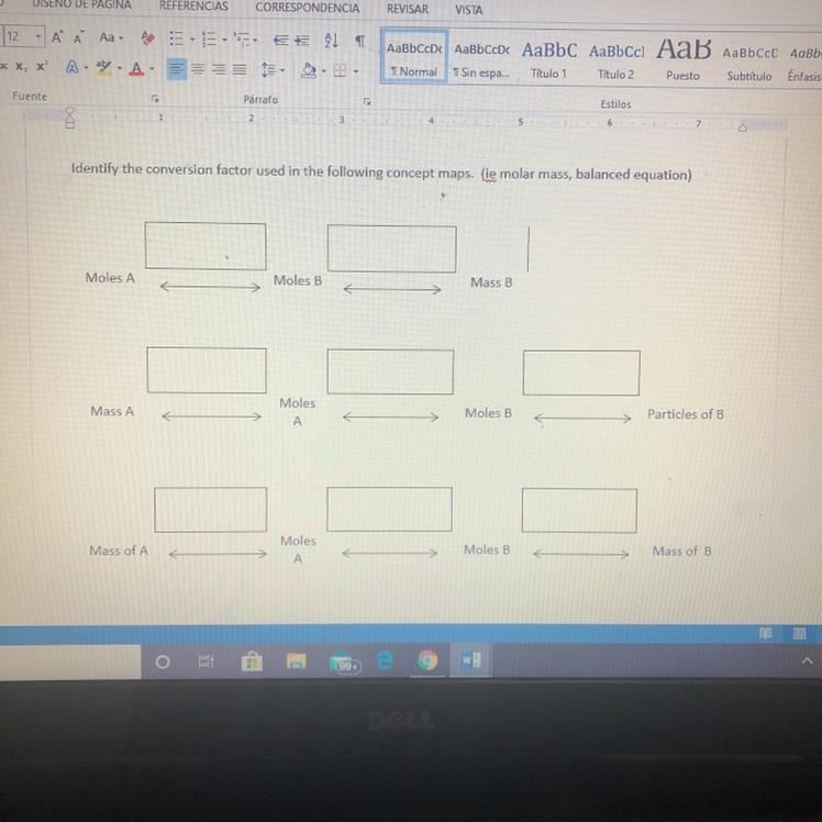 Identify the conversion factor used in the following concept maps. (ie molar mass-example-1