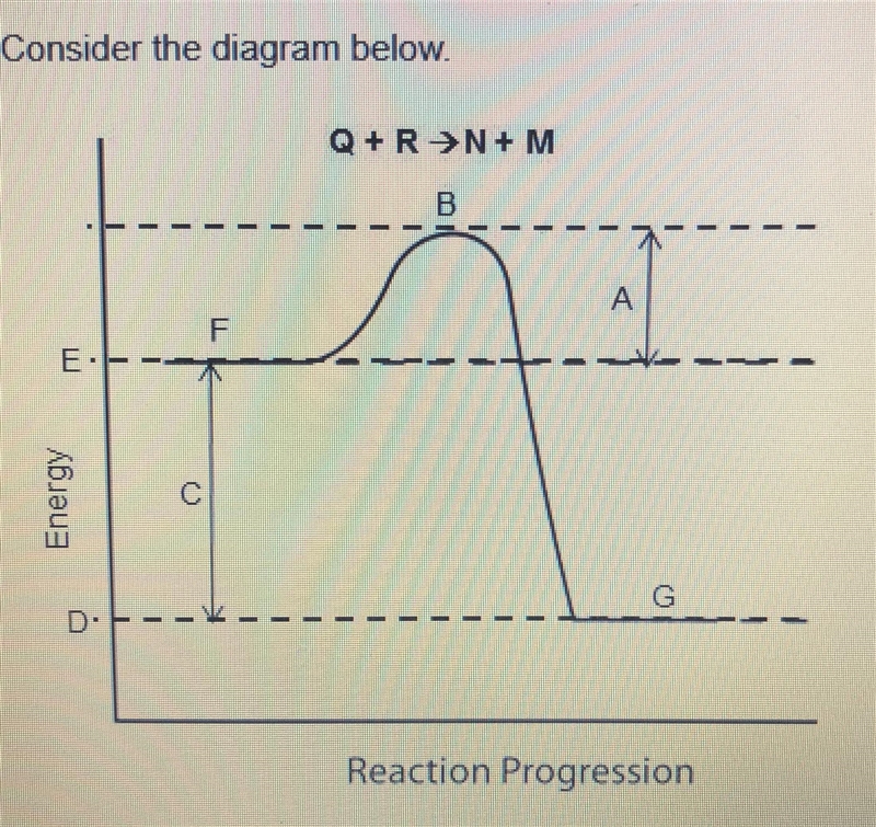 What does D represent? A. Energy of the products B. Energy of the reactants C. Reactants-example-1