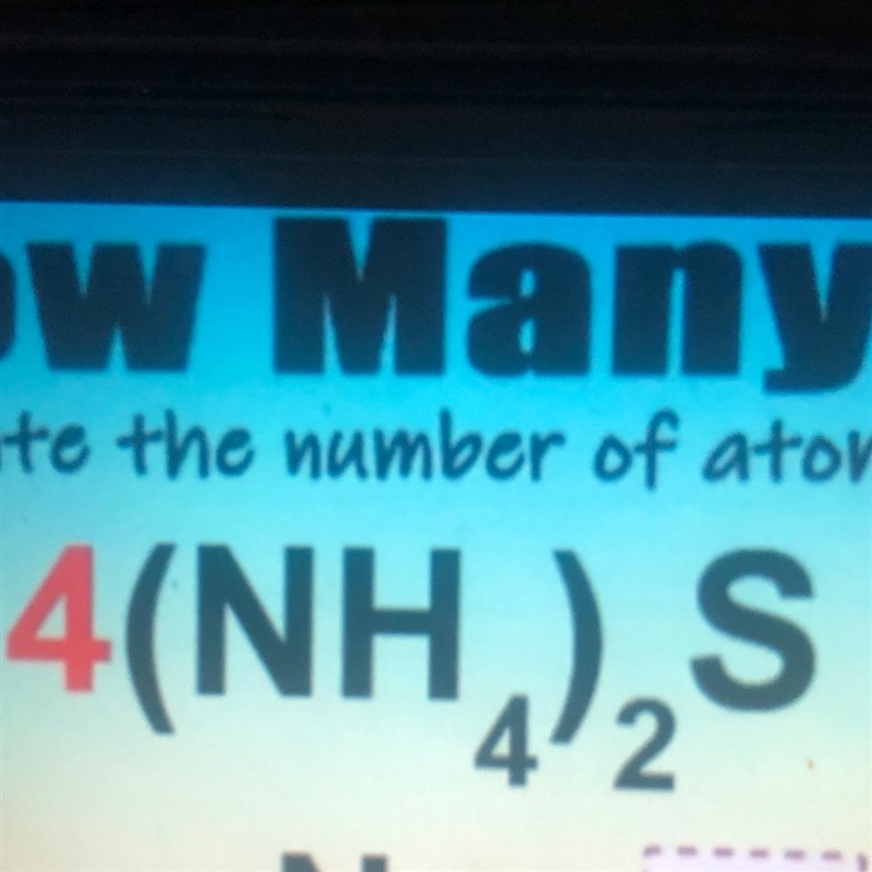 Calculate the number of atoms of each 4(NH4)2S-example-1