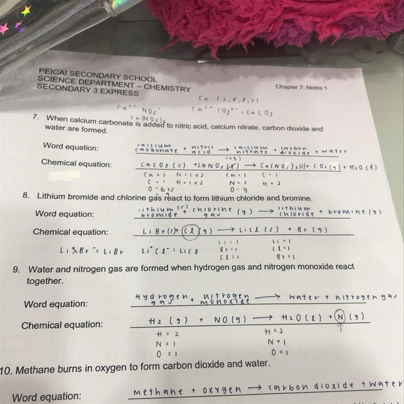 Hi:) for questions 8 & 9 , anyone able to explain why nitrogen is N2 instead of-example-1