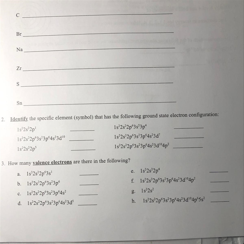 I need help with chemistry for valence electrons-example-1