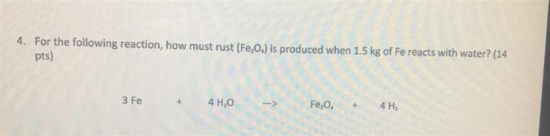 How much rust is produced with 1.5 kg of Fe reacts with water-example-1