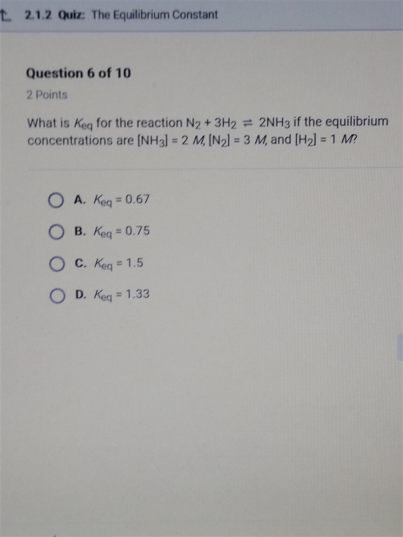 What is keq for the reaction N2 + 3h2-example-1