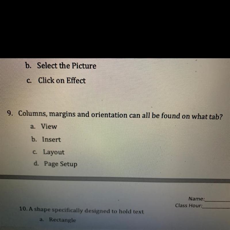 Columns, margins and orientation can all be found on what tab-example-1