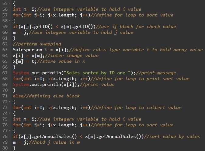 Create an application that allows a user to enter values for an array of seven Salesperson-example-4