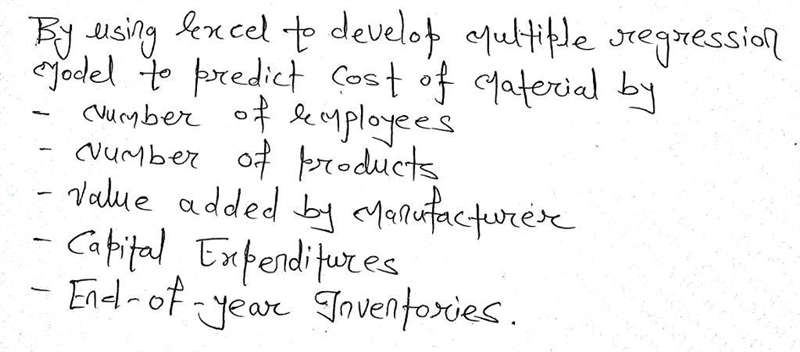 Use the Manufacturing database from "Excel Databases.xls" on Blackboard-example-1