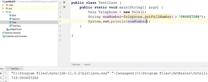 Write the definition of a class Telephone. The class has no constructors and one static-example-1