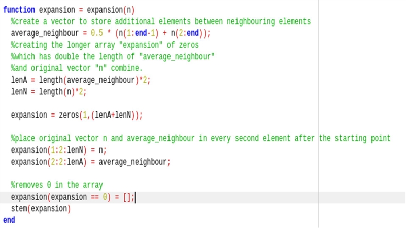 Write a MATLAB function named 'expansion' that calculates and plots for any arbitrary-example-1