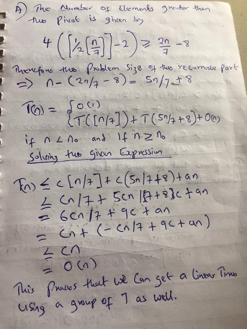 Random Pivot Selection: In the algorithm input elements are divided into groups of-example-1