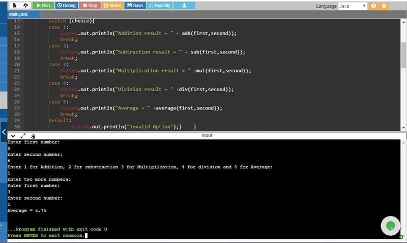 Write a program in JAVA to perform the following operator based task: Ask the user-example-1