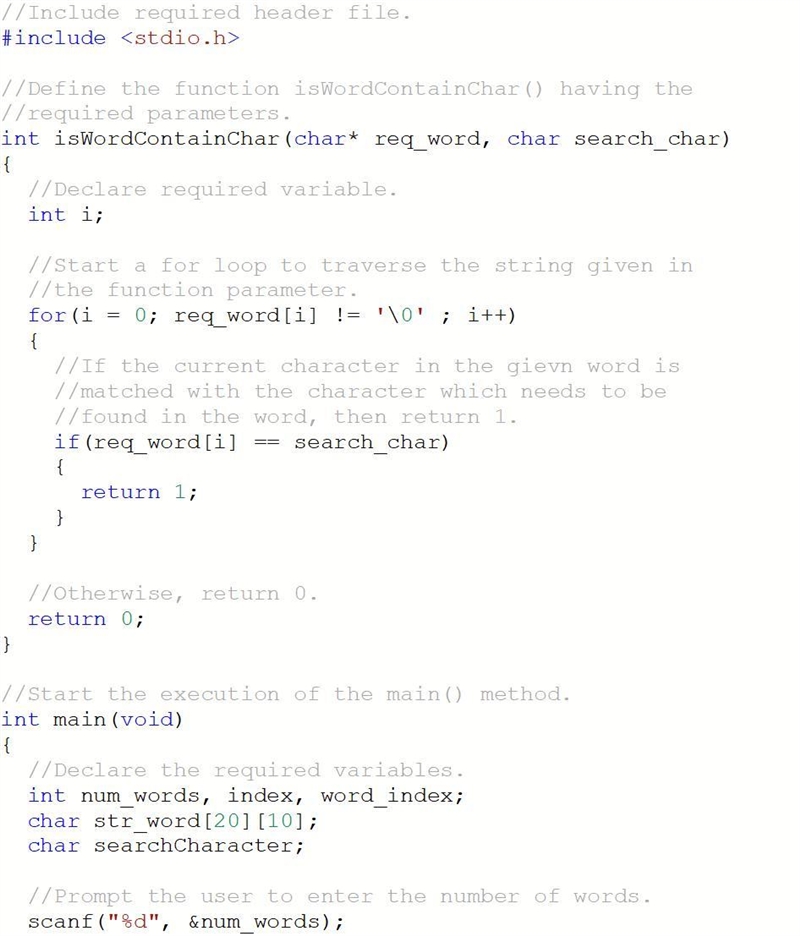 Write a program that reads an integer, a list of words, and a character. The integer-example-1