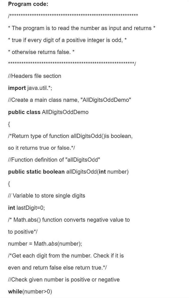 Write a method called allDigitsOdd that returns whether every digit of a positive-example-2