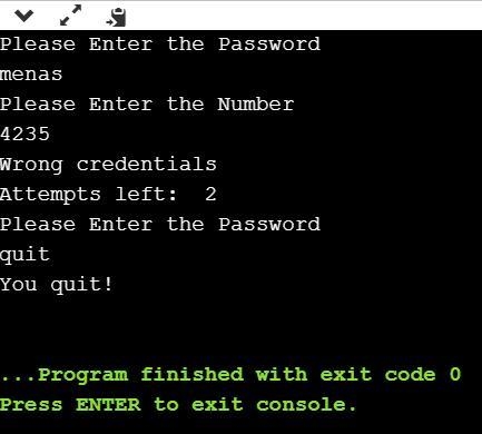 Write a program that reads a string (password) and a number. The program will keep-example-1