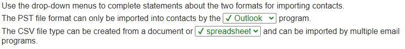 Use the drop-down menus to complete statements about the two formats for importing-example-1