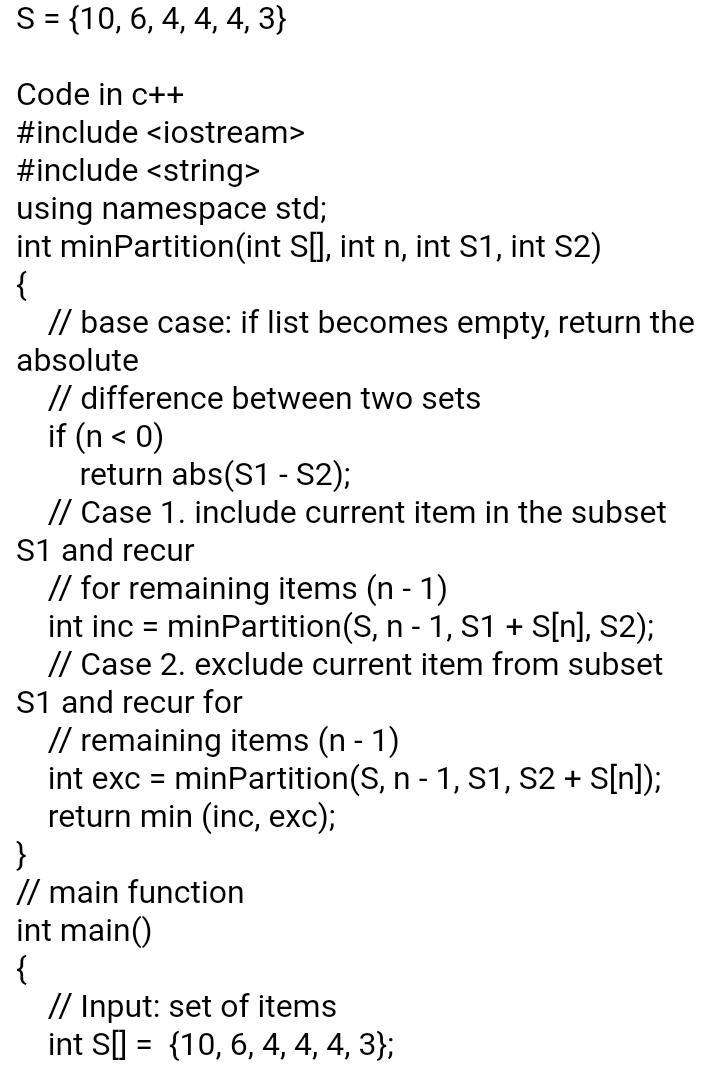 Given a set S = {a1, a2, ..., an} of positive integers (denoting asset values), Set-example-1