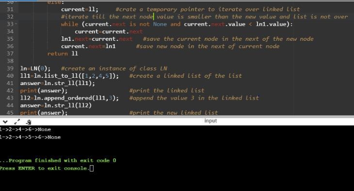 Define an iterative function named append_ordered; it is passed two arguments: a linked-example-2