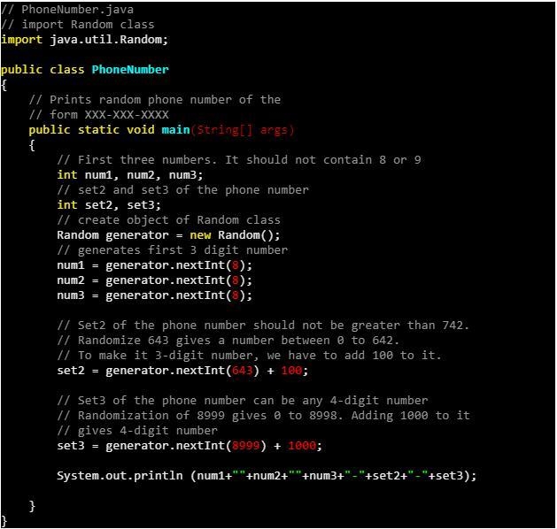 Write an application program that creates and prints a random phone number of the-example-1