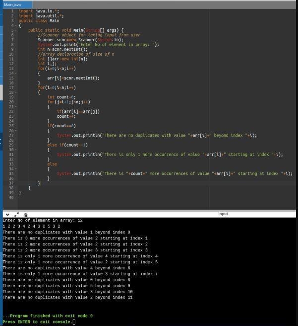 Fill-in FindDuplicateCount.java You are given an integer array (arr) declared in the-example-1