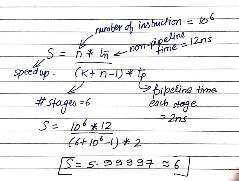 On computer X, a nonpipelined instruction execution would require 12 ns. A pipelined-example-1