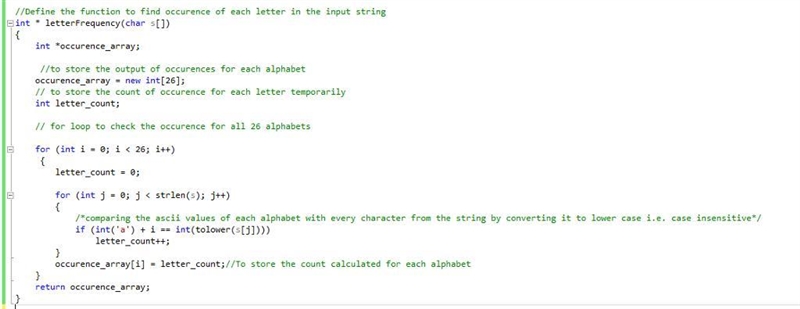 Letter Frequency Write a function that will take a string and return a count of each-example-2