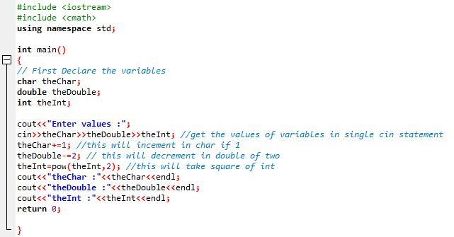 Create a C++ program that consists of the following: In main create the following-example-1