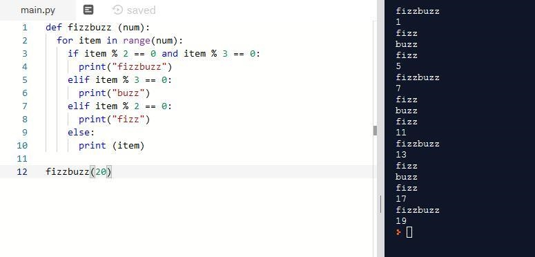 a. Write a function called fizzbuzz. This function will take 1 number as a parameter-example-1