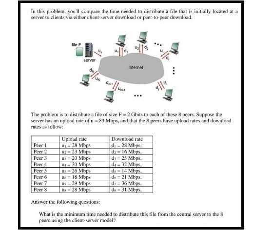 What is the minimum time needed to distribute this file from the central server to-example-1