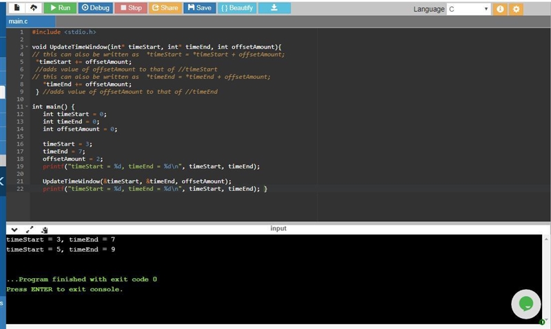 Define a function UpdateTimeWindow() with parameters timeStart, timeEnd, and offsetAmount-example-1