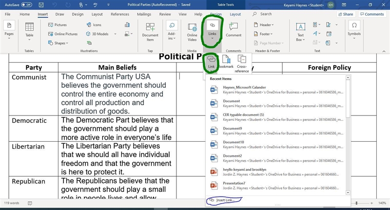 Which tab should be selected to add a hyperlink within a cell? Home tab Review tab-example-2