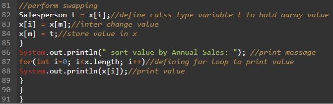 Create an application that allows a user to enter values for an array of seven Salesperson-example-5