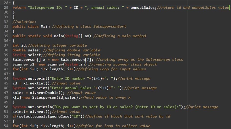 Create an application that allows a user to enter values for an array of seven Salesperson-example-3