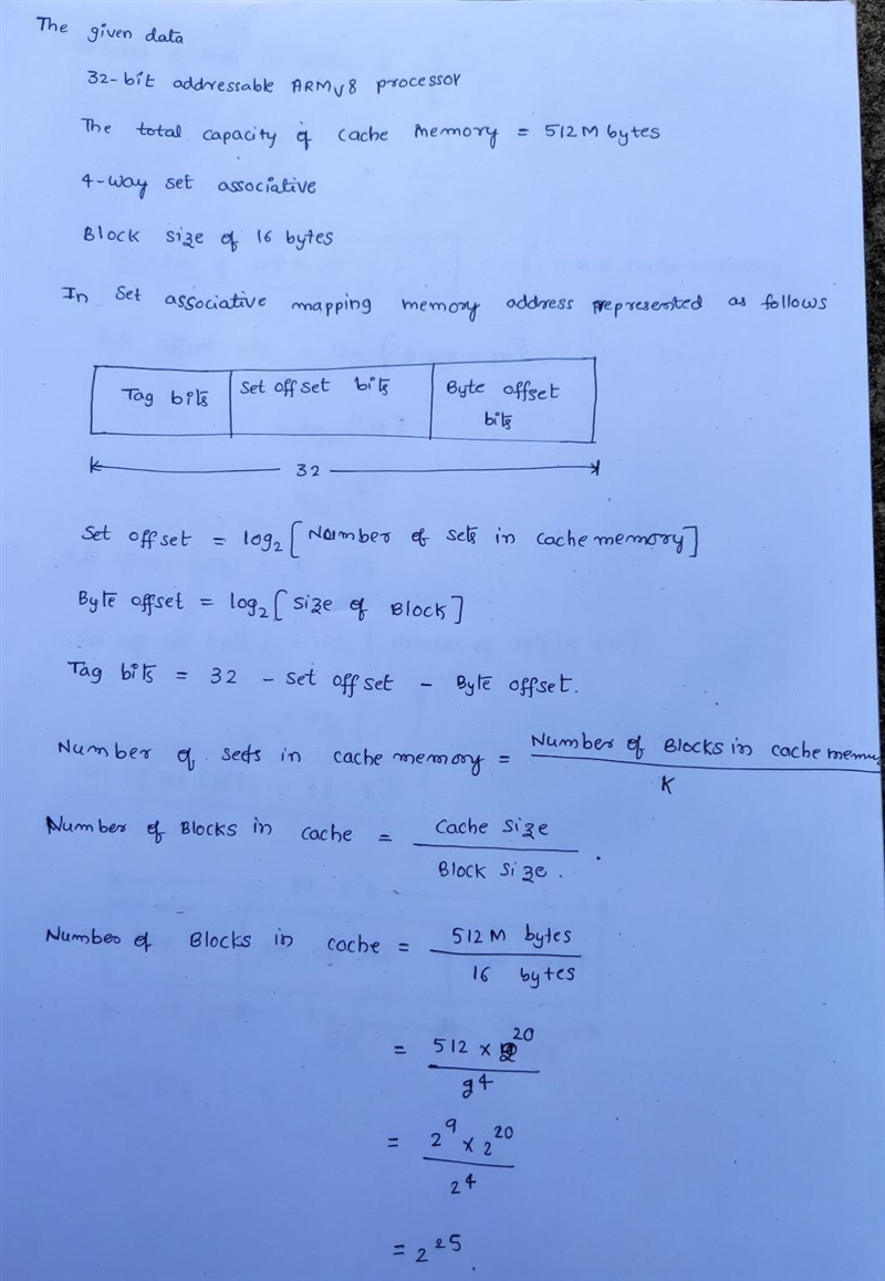 You are building an L1 data cache for a 32-bit ARMv8 processor. It has a total capacity-example-1