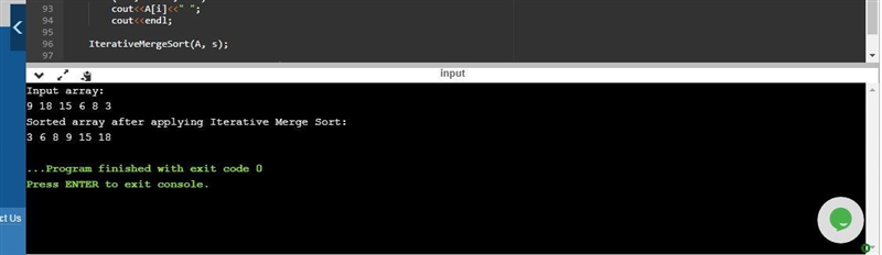 Write code for iterative merge sort algorithm. It is also known as bottom-up merge-example-1