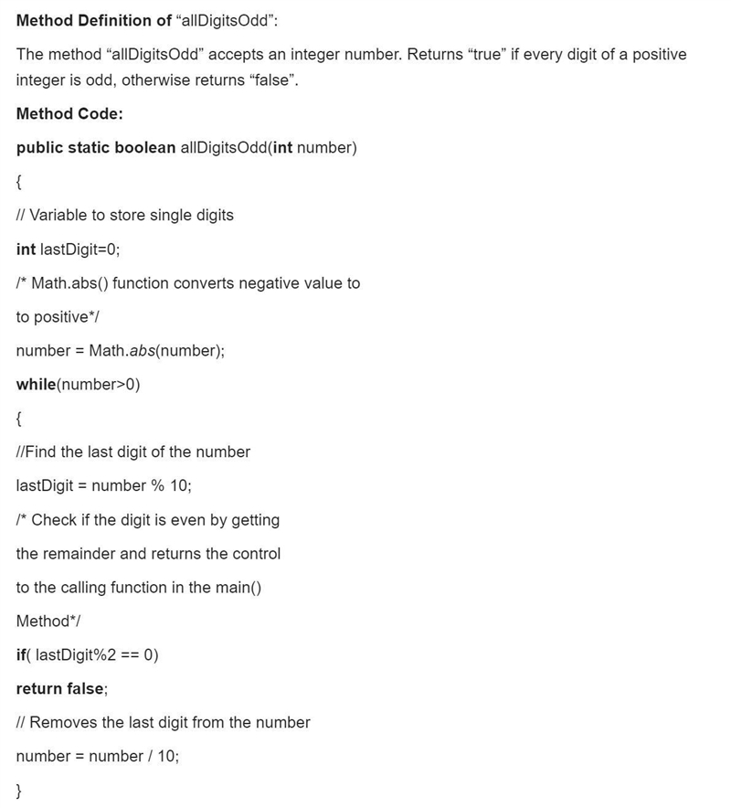 Write a method called allDigitsOdd that returns whether every digit of a positive-example-1