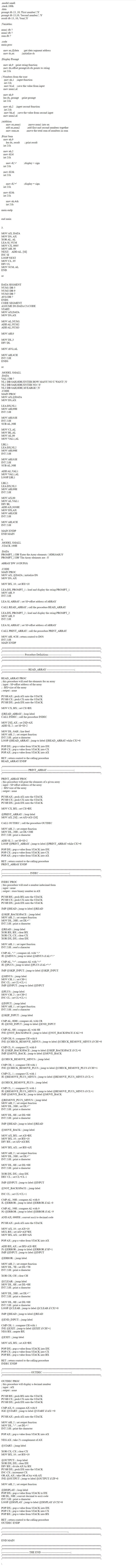 Write a complete program in Assembly Language: 1. Promts the user to enter 10 numbers-example-1