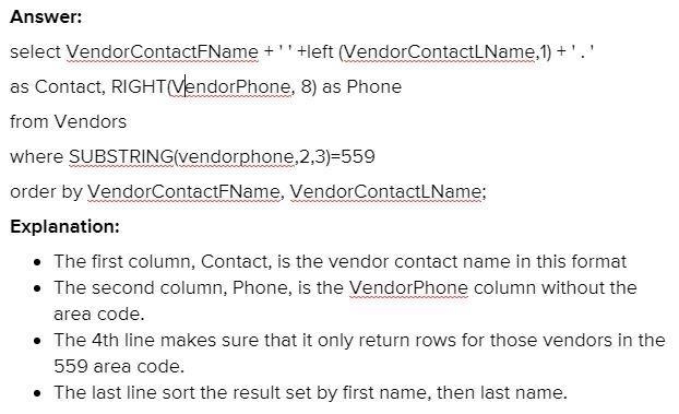 Write a SELECT statement that returns two columns based on the Vendors table. The-example-1