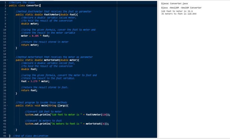 Write a program that contains the following two methods: /** Convert from feet to-example-1