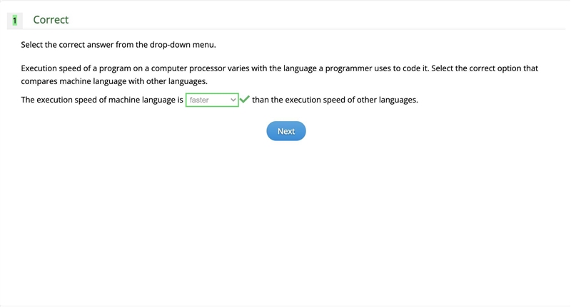 Execution speed of a program on a computer processor varies with the language a programmer-example-1