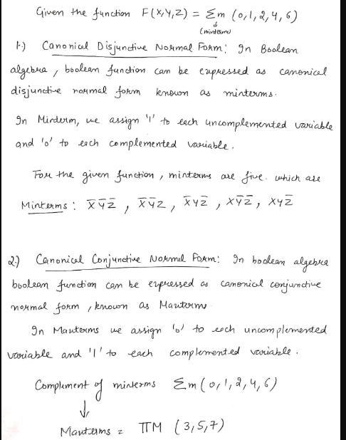 Given the function F (X, Y , Z)=Σm(0,1, 2 , 4 , 6) answer the following questions-example-1