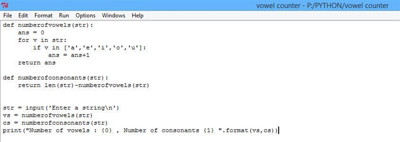 Write a functionnumberofvowels()that takes a string and returns the numberof vowels-example-1