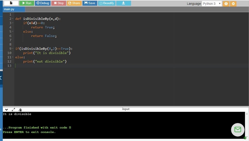 Write a program numbers.cpp that defines a function bool isDivisibleBy(int n, int-example-1