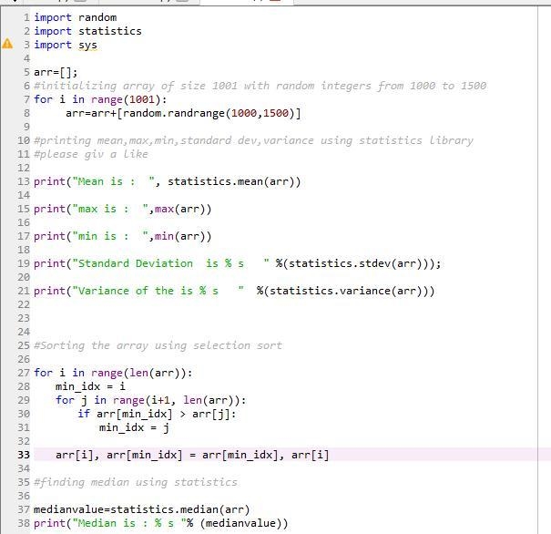 Write a program generates an array of size 1001 and populates it with random real-example-1