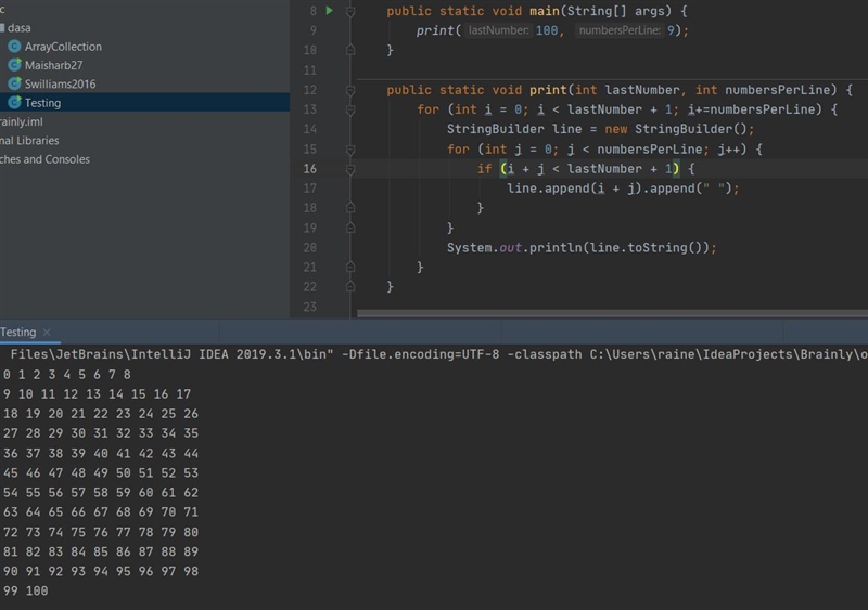 Write a method void Print(int LastNumber, int numbersPerLine) that receives two integers-example-1