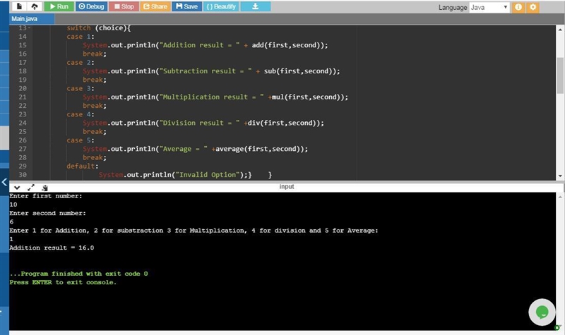 Write a program in JAVA to perform the following operator based task: Ask the user-example-2