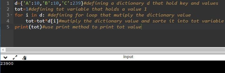 Here is source code of the Python Program to multiply all the items in a dictionary-example-1